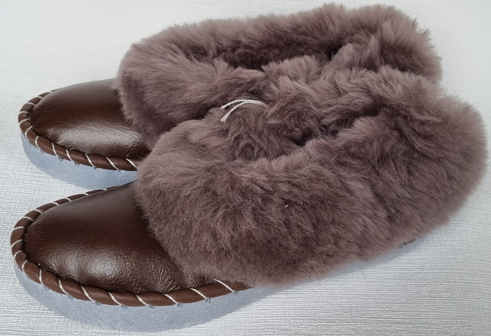 APL PELLICCIA DI AGNELLO PANTOFOLE calde mocassino taglia 37 NUOVE pelle di pecora pelle fatte a mano *MARRONE2