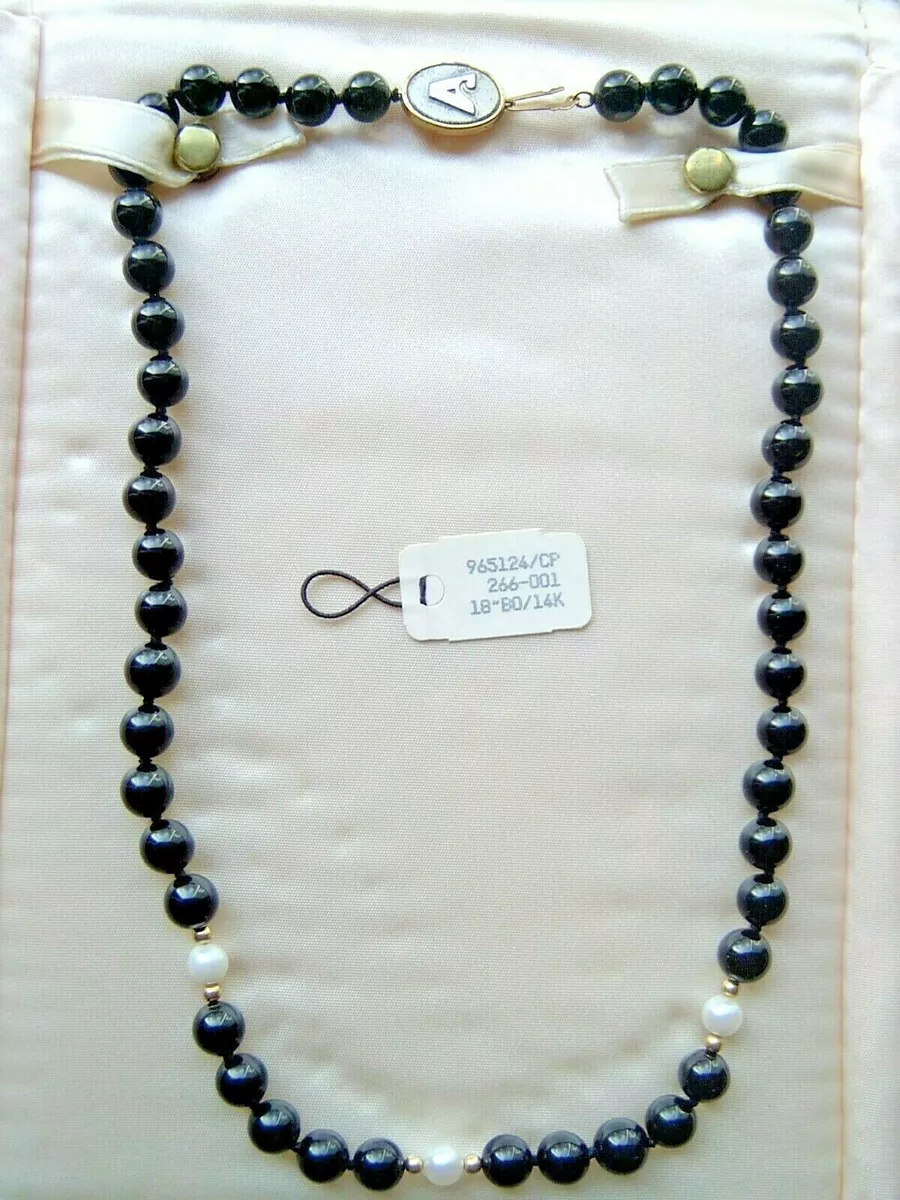 JOSTENS IMPERIAL PEARL ONYX BEADED 14K GOLD 18