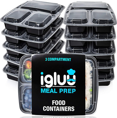 [10Er Pack] 3-Fach Meal Prep Container Von Igluu - Essensbox, Lunchbox Mikrowell