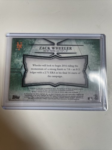 2015 Triple Threads Baseball - Zack Wheeler Autograph Relic 31/50 - Picture 2 of 2
