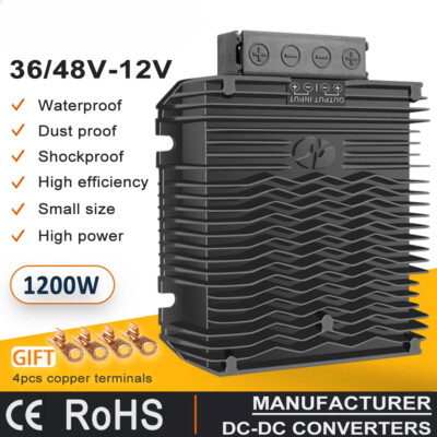 DC-DC 36V 48V to 12V 13.8V 80A 100A Converter Step Down Power Cars Trucks Boats