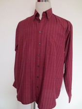 BARISAL Button Down Hemd langarm L 41 42 Streifen weinrot blau wie NEU /E