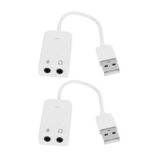 2Pcs Practical Independent Sound Card USB External Audio Adapter White