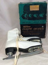 Vintage Wards Hawthorne Women's Figure ICE SKATES White Leather Size 10