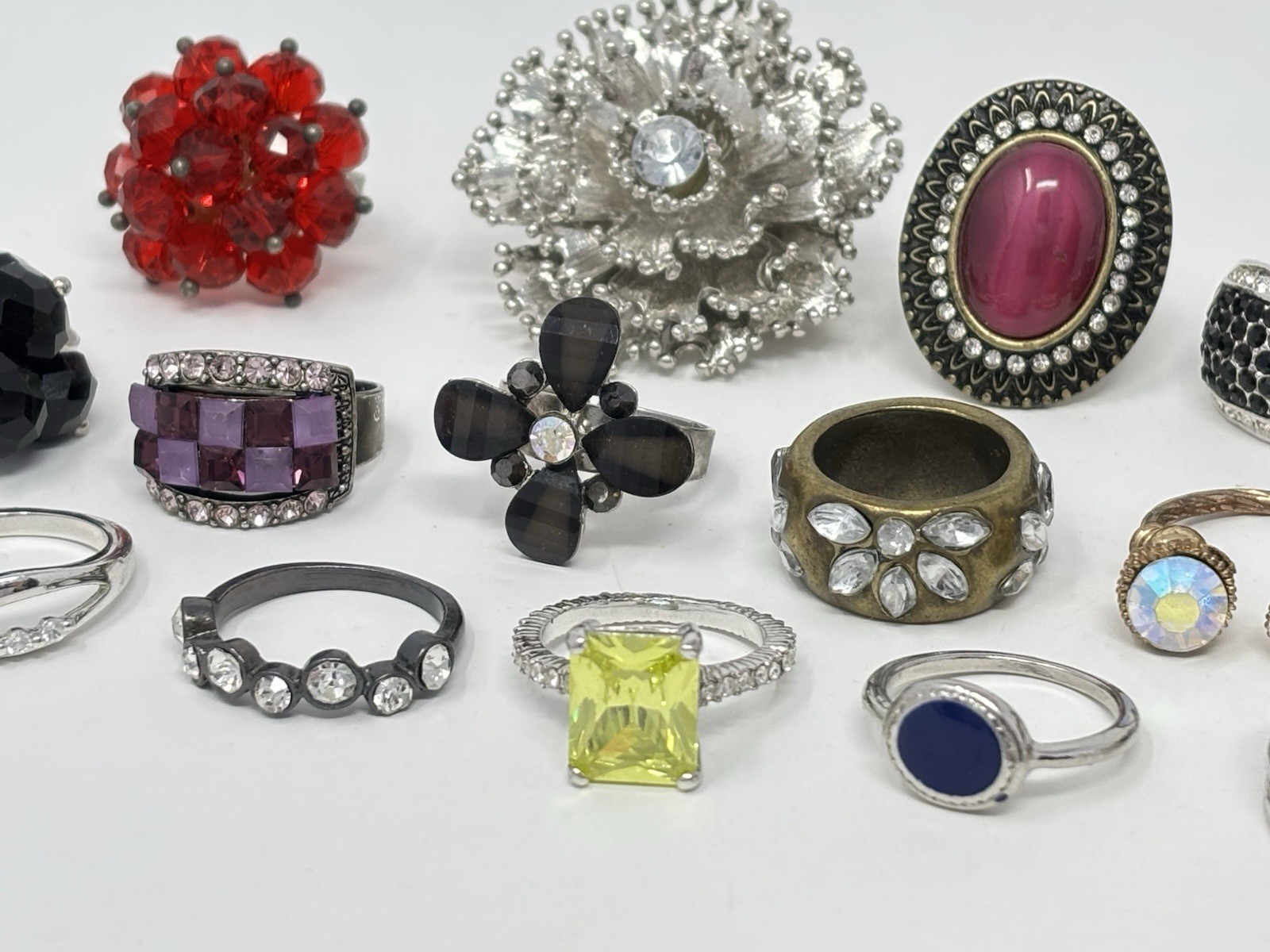 Chunky Rhinestone Statement Costume Cocktail Ring… - image 9