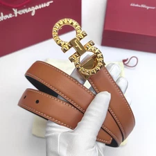 Ferragamo women's belt 2.5cm/0.98in authentic Gancini Brown