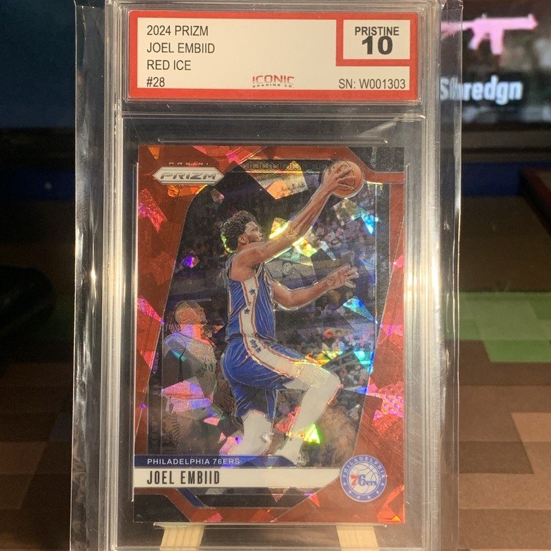 2024-25 Panini PRIZM Basketball JOEL EMBIID #28 RED ICE ICONIC-10 76ers