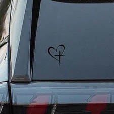 Heart Cross Vinyl Decal Sticker for Notebook, Car, Laptop, Window, 6.3'' 4.13''