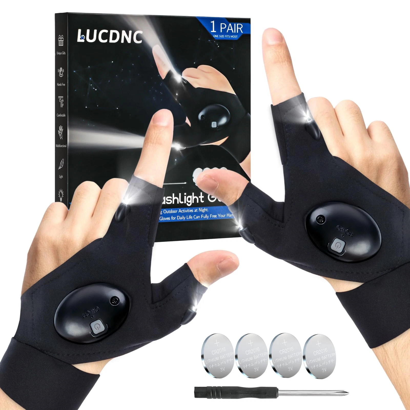 Flashlight Gloves - Hands-Lights for Fishing, Camping, Repairing - Unique Men...