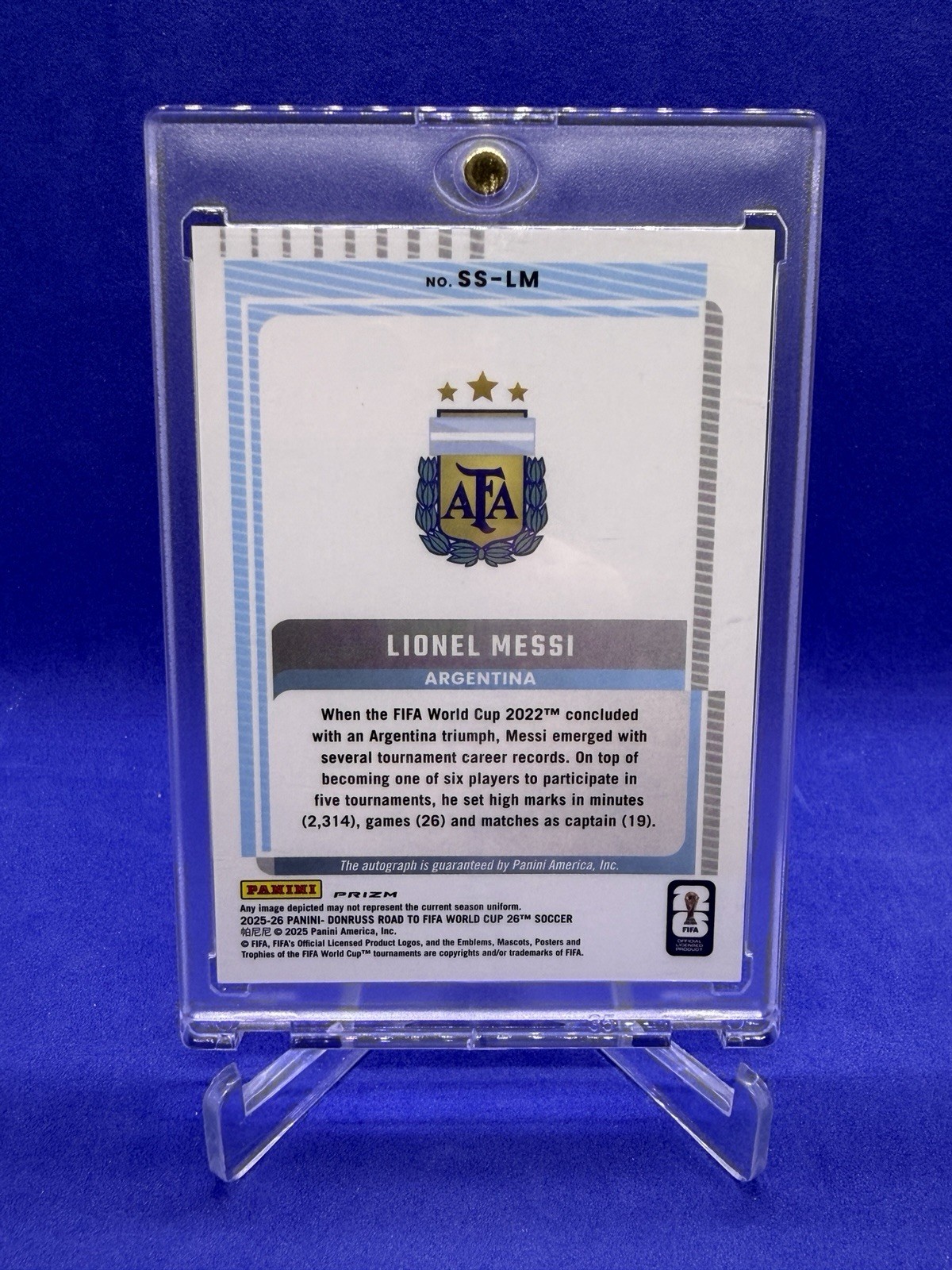 2025-26 Donruss Road to FIFA World Cup Lionel Messi Auto Pink Velocity Argentina view 2