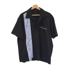 VTG Steady Bowling Shirt Mens XL Black Martini Cocktail Atomic Button Up USA