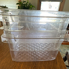 Clear Plastic Rectangular Storage Containers 5 qt Snap Lid Stackable Set of 2