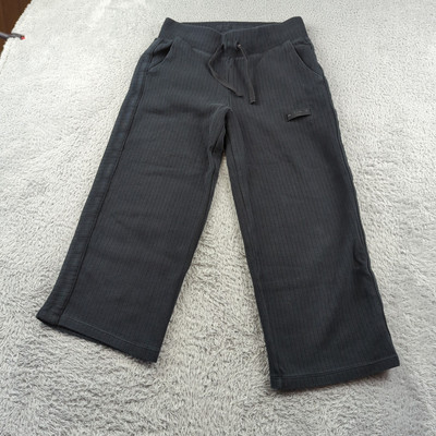 Nike Sweatpants Womens Small Black Ribbed Knit Cropped Loose Fit Leg Wide  Swoosh