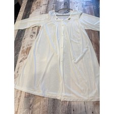 Vintage Vanity Fair Women's Ivory Button Up Robe House Dress Large Made in USA