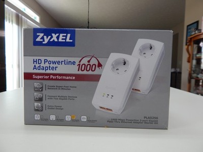 ZyXEL 1000 Mbps HD Powerline Adapter 2-port Gigabit - Model PLA5256 2 Units NIB