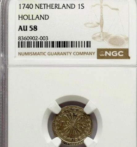 Netherlands holland 1740 stuiver AU58 NGC TOP POP old silver world coin #5618