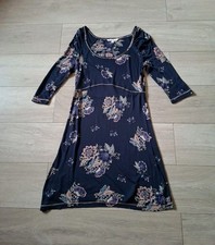 Fat Face Navy Blue Floral Flared Dress Stretch Smart Casual Boho Holiday UK10