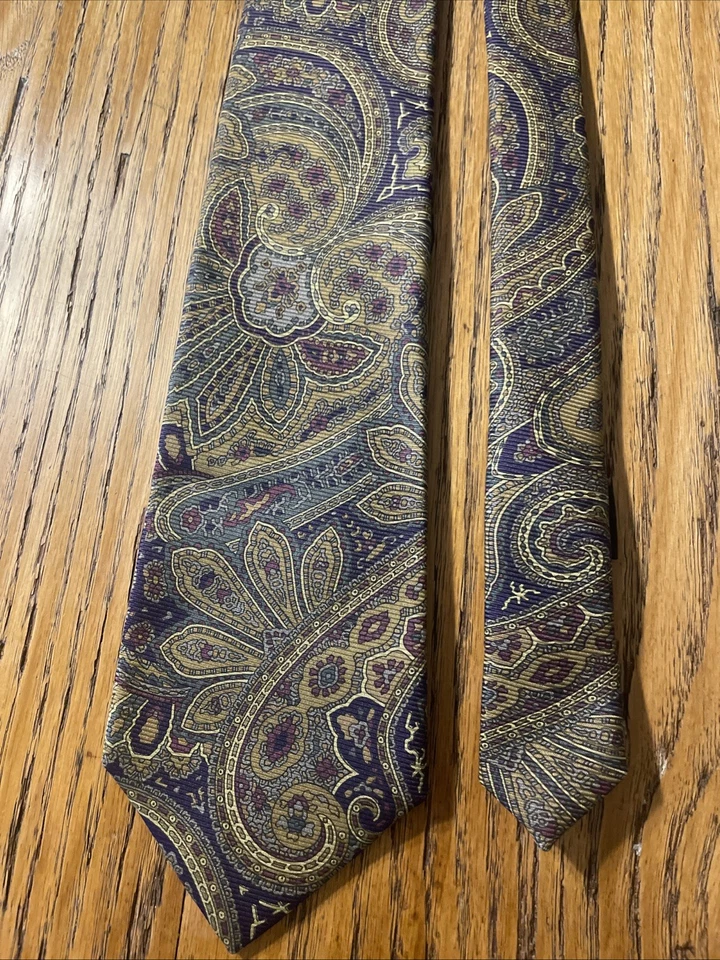 Corbata de seda vintage usada en excelente estado M. Pendleton para Mark Shale cachemira hecha a mano en Italia Foto 4 de 4