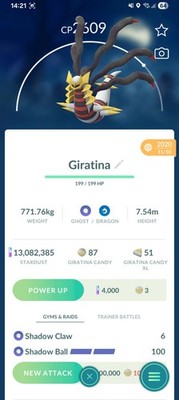 Giratina Origin Pokemon Garantiert Glück von 2019-20 Registriert oder 30 Tage