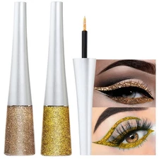 evpct 2Pcs Gold Champagne Gold Color Liquid Glitter Eyeliner Sets Eyeliner Gl...