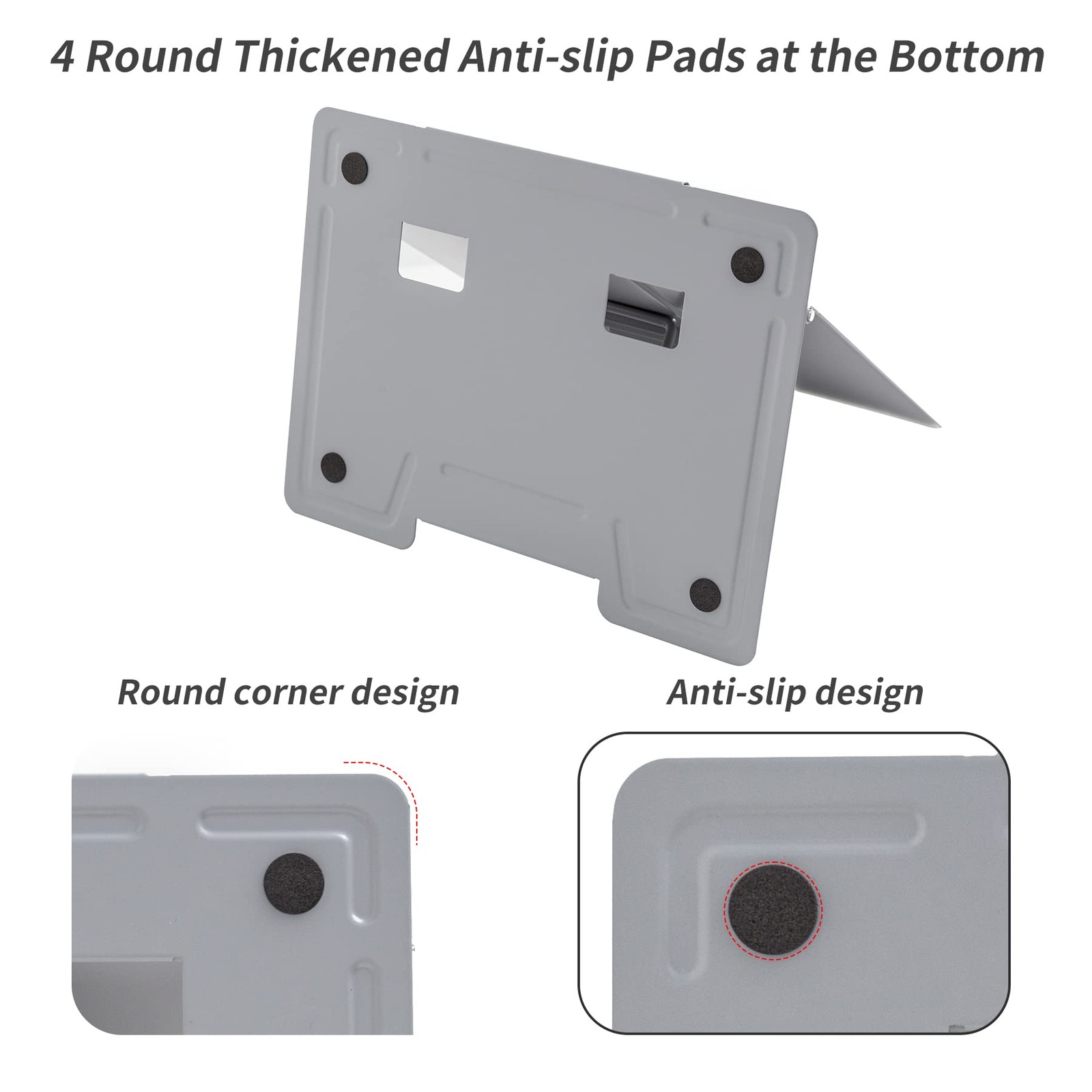 Metal Book Stand Adjustable Reading Holder for Cookbooks Textbooks Grey