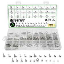 1110Pcs 304 Stainless Steel Metric Micro Screws Nuts Assortment, M1 M1.2 M1.4...