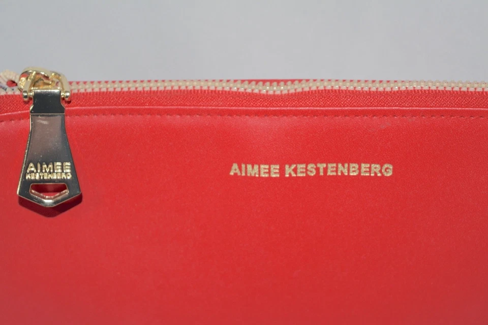 AIMEE KESTENBERG Studded Wristlet Red Leather Large Clutch Zipper Top Purse - Image 2 of 4