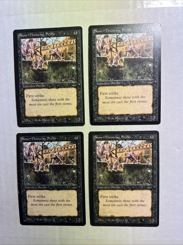 MTG Arabian Nights Playset 4 Stone - Throwing - "Devils" BANNED LP  Dark  1993 - Picture 1 of 2