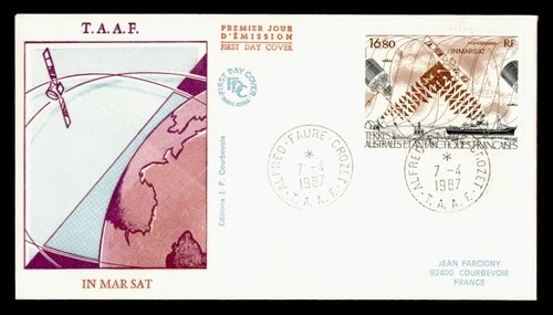 DR WHO 1987 FRENCH ANTARCTIC FSAT FDC SPACE SATELLITE CACHET 16.80 M70578