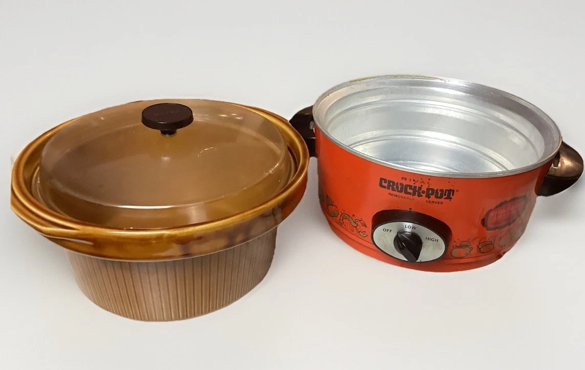 Vintage Orange Rival 5 Qt Crock Pot Slow Cooker Model 3350 Retro 1970’s Works