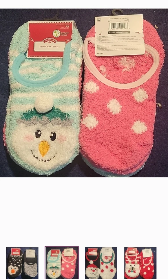 Navidad 5 Pks 2 Pares Por Pk Calcetines Bailarina Talla 4-10 Foto 3 de 4