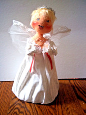 Annalee 1991 Angel Christmas 10" Tree Topper White Dress Halo