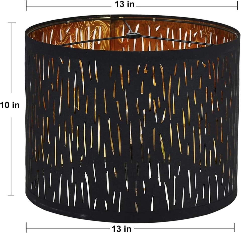 Juego de 2 pantallas de lámpara de tambor 13 superiores X 13 inferiores X 9 altos (araña) patrón negro Foto 2 de 4