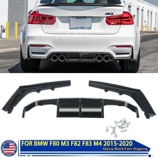 For 2016-2020 BMW F80 M3 F82 F83 M4 V Style Gloss Black Rear Bumper Diffuser Lip