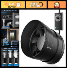 6" Inline Booster Duct Fan with Speed Controller - 345 CFM, Low Noise, Energy Ef