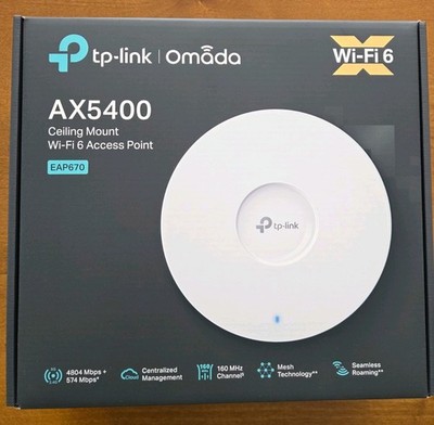 TP-LINK EAP670 v2 AX5400 WiFi 6 Ceiling Mount PoE+ Wireless Access Point - White