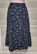 St Michael Vintage Black Floral Midi Skirt - Waist 30'