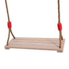 LZ.MZXU Solid Beech Wood Swing Seat - 16.4"x7.5"x0.6" Adjustable Rope Brown