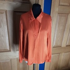Planet Ladies Satin Sheen Shiny Blouse Secretary 14 Long Sleeve