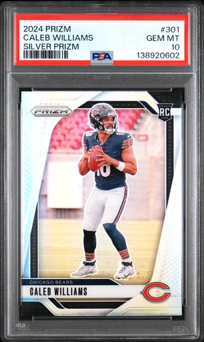 CALEB WILLIAMS 2024 PRIZM SILVER ROOKIE RC #301 PSA 10 GEM MINT! BEARS 138920602