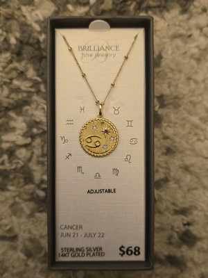 NEW! Brilliance Fine Jewelry Cancer Symbol Pendant Sterling Silver/14K Gold