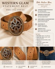 Women s Western Belt Size M Floral Rhinestone...