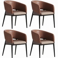 Set Aus 4 Modernen BüRostüHlen Mit Leder Und Eleganten Metallbeinen