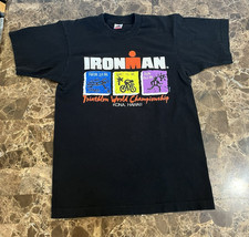Vtg Ironman Triathlon Kona Men's Medium Pullover T-Shirt Short Sleeve Black