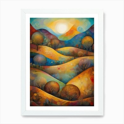 Sunset In The Hills Art Print Framed Wall Art Poster Canvas Print Picture