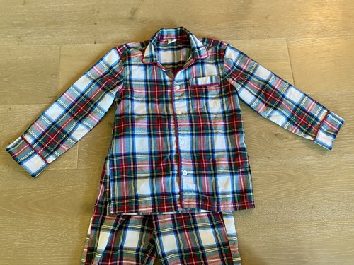JCrew Crewcuts Plaid Flannel Pajamas Red Green Cream Boys Size Small 6-7 - Picture 2 of 8