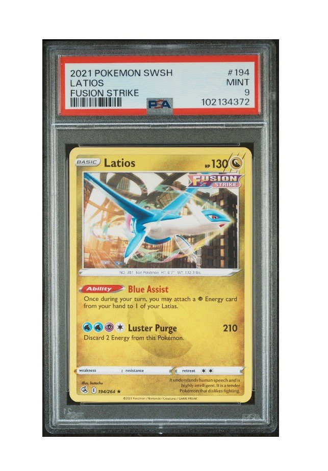 PSA 9 Mint 2021 POKEMON SWORD & SHIELD FUSION STRIKE #194 LATIOS