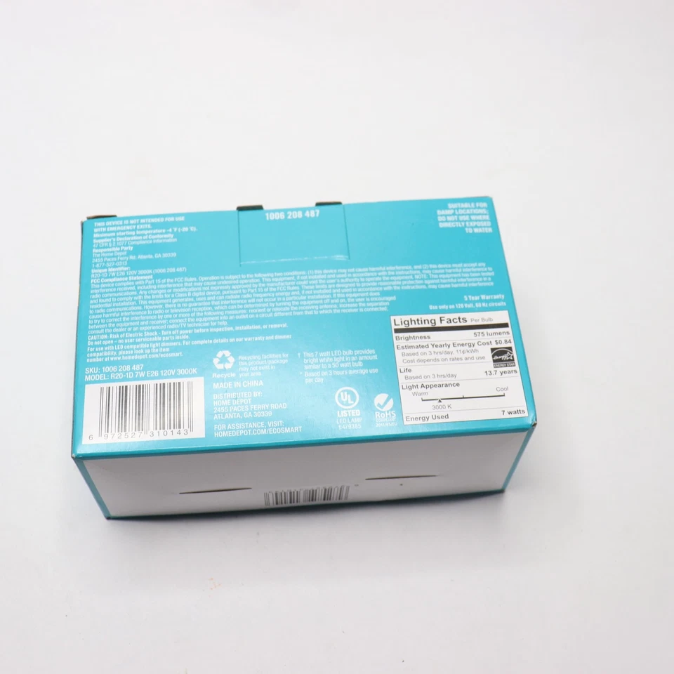 (3-Pk) EcoSmart R20 Dimmable Energy Star LED Flood Light Bulbs - Image 2 of 4