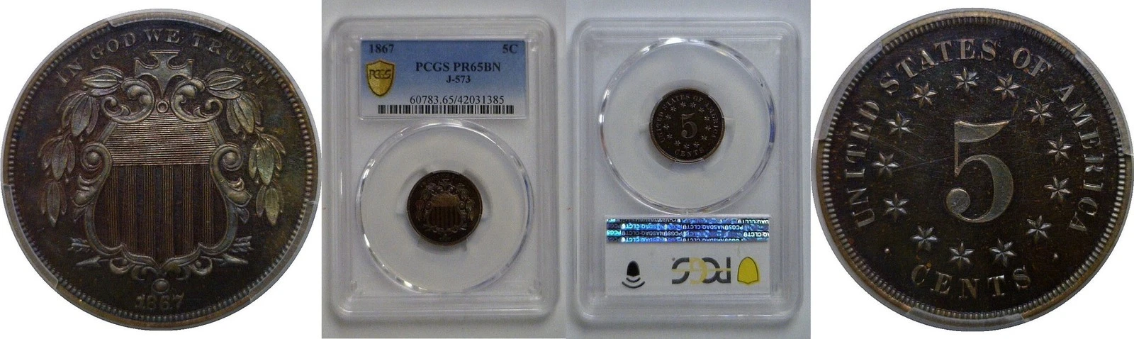 1867 Nickel Pattern   Judd-573   PCGS PR-65 BN