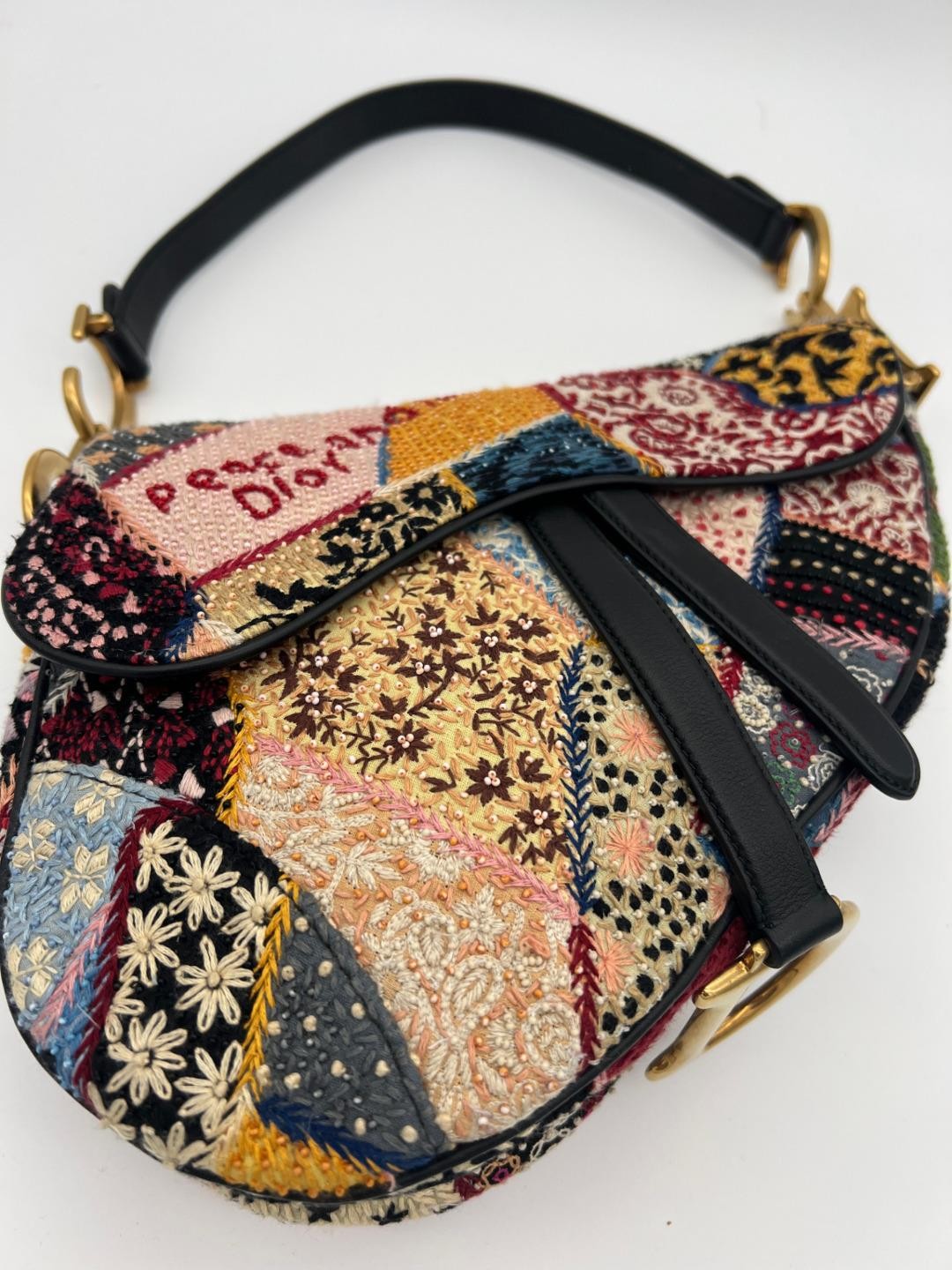 Christian Dior saddle bag Peace & love Dior embroidered & beaded bag ref aa